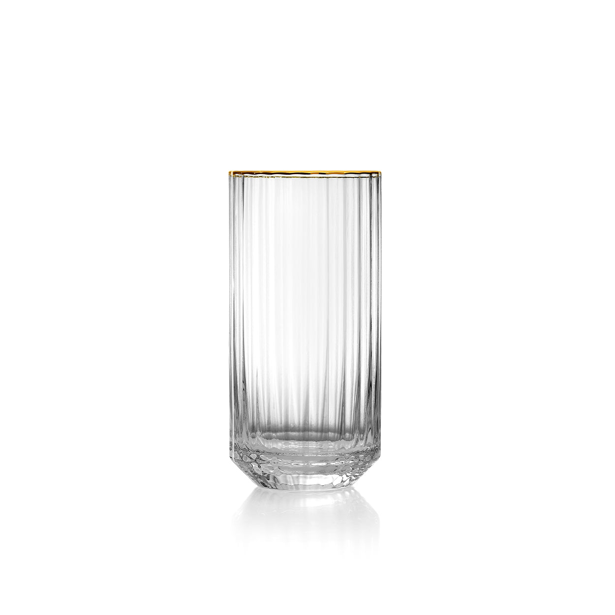 Verre highball cannelé à liseré doré 14 cm