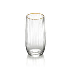 Verre highball côtelé à liseré doré 15 cm en situation
