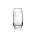 Verre highball côtelé à liseré doré 15 cm
