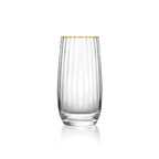 Verre highball côtelé à liseré doré 15 cm