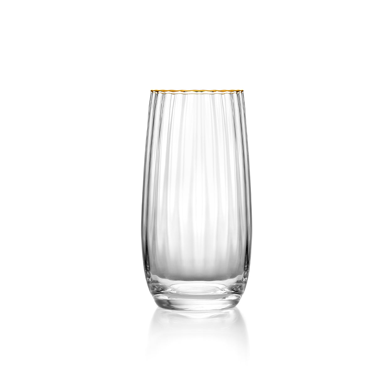 Verre highball côtelé à liseré doré 15 cm