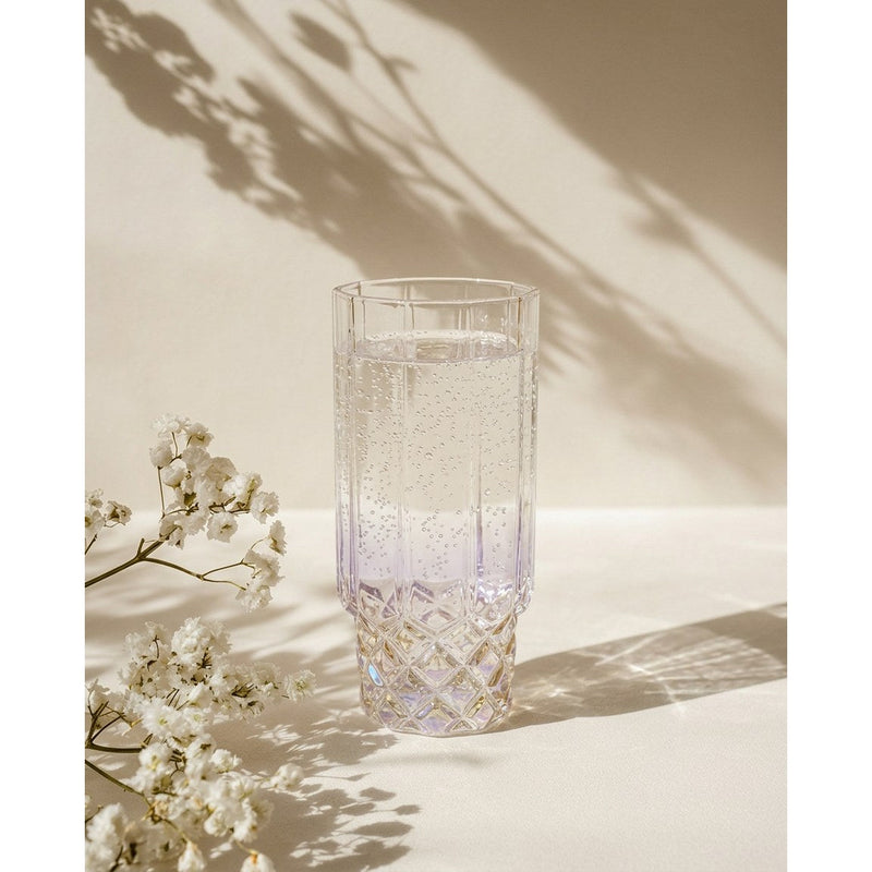 Dimensions Verre highball irisé à base losangée 16 cm
