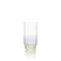 Verre highball irisé vu de face avec sa base taillée en losanges et sa paroi lisse