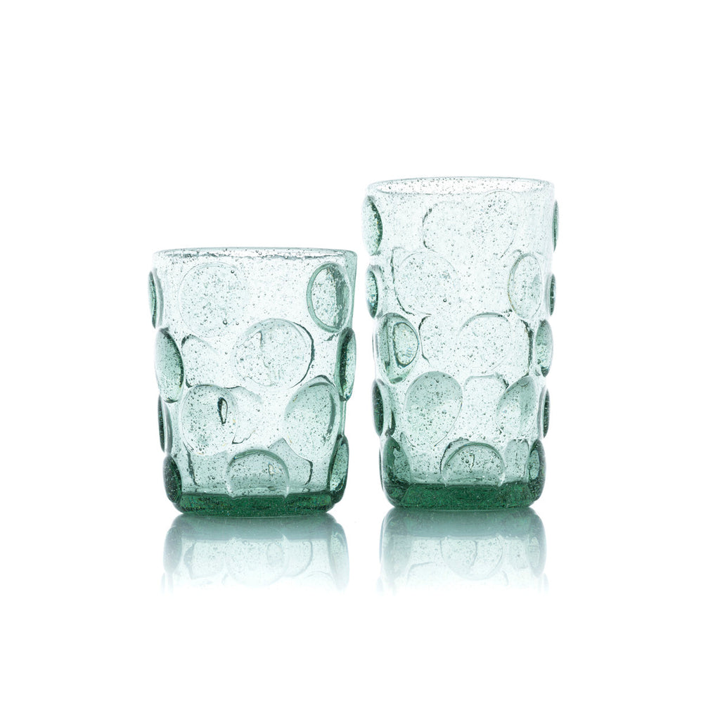 Verre highball à pastilles en verre bullé vert d'eau, vue 3