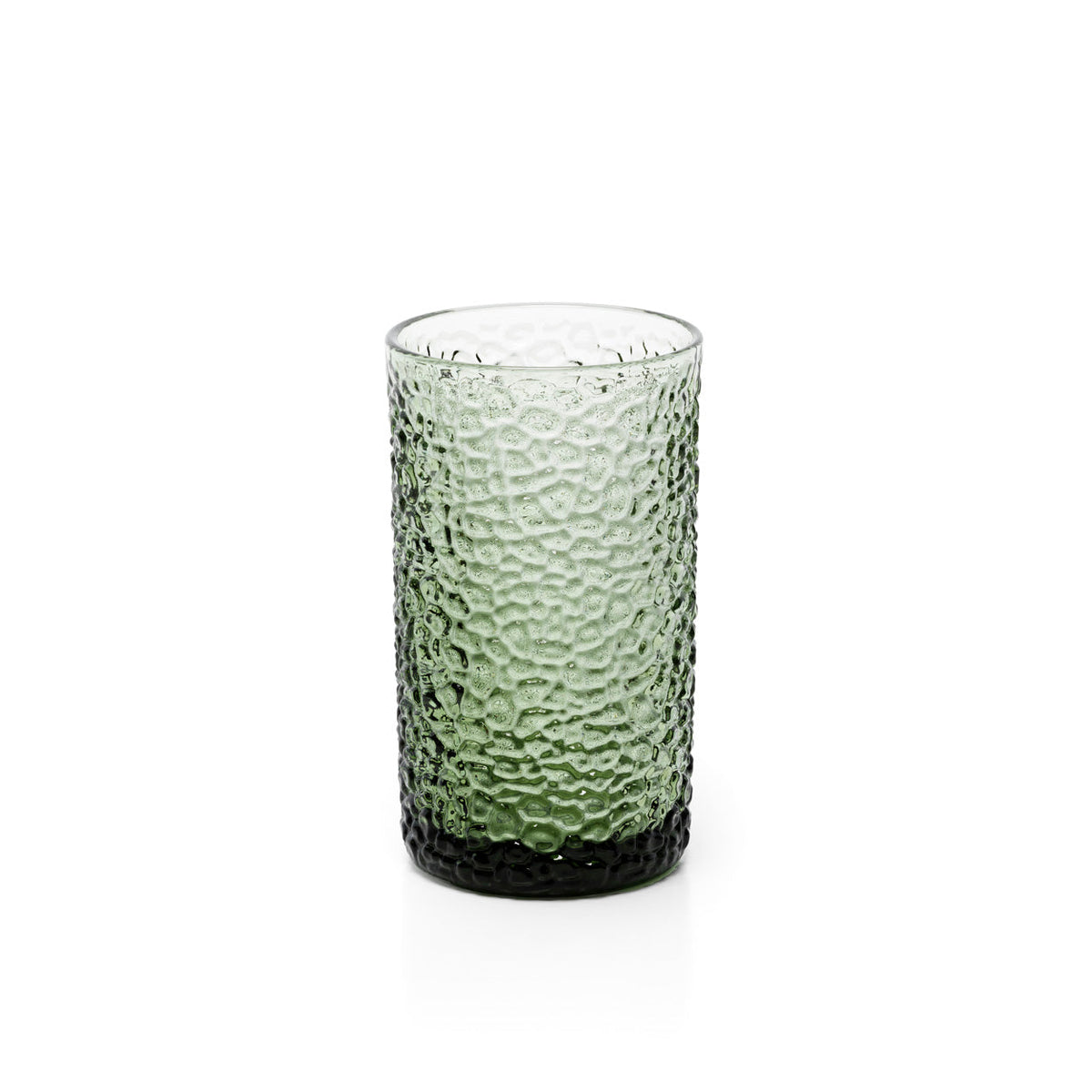 Verre highball vert à relief de galets et buvant lisse
