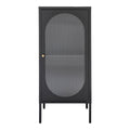Vitrine Adelaide acier noir verre cannelé médaillon ovale 50x110 cm vue de face