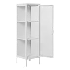 Vitrine colonne Brisbane blanc vue trois quarts porte ouverte étagères ajustables