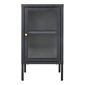 Vitrine Dalby acier noir porte vitrée poignée laiton 38x70 cm vue de face