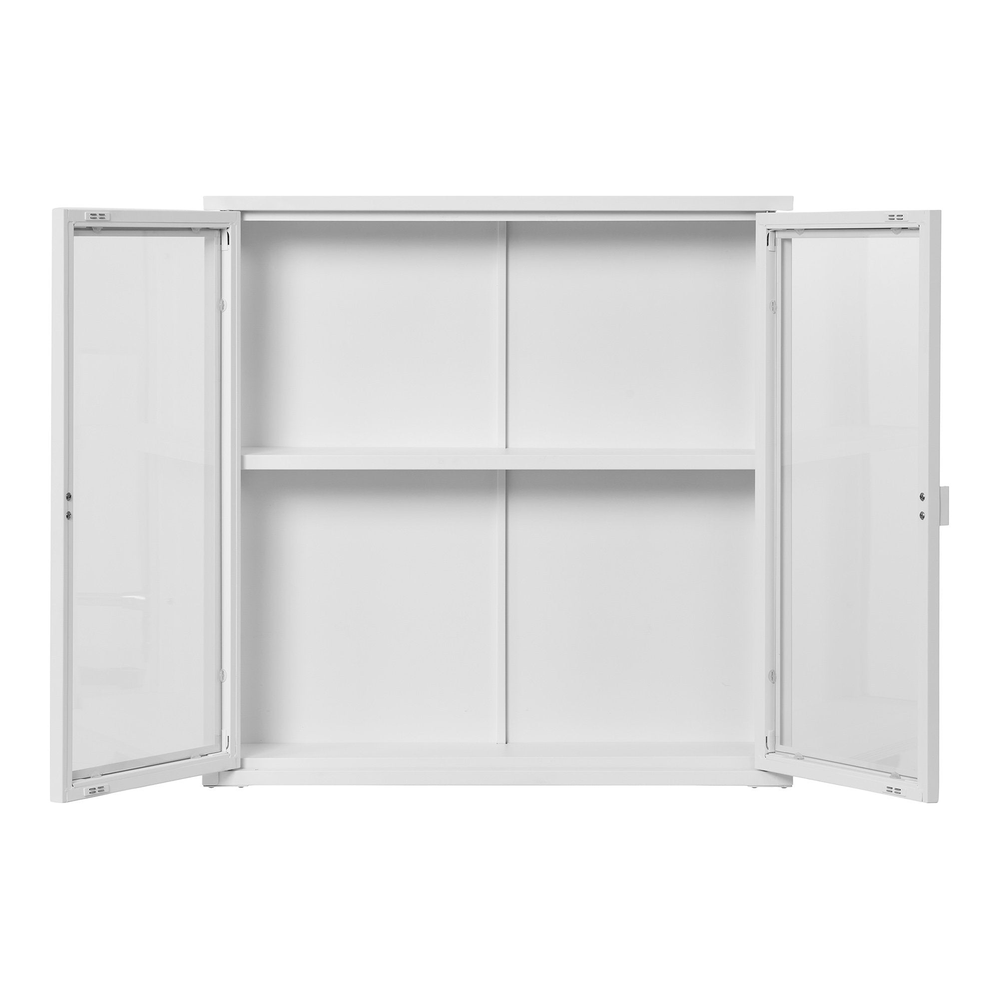 Vitrine murale Brisbane blanc portes ouvertes 2 étagères réglables intérieur