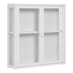 Vitrine murale Brisbane acier blanc vue trois quarts panneaux latéraux verre