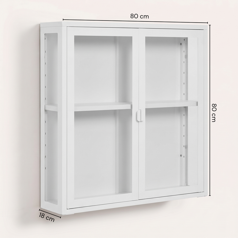 Dimensions Brisbane wall display cabinet, 2 glass doors, 80 cm