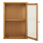 Vitrine murale Zamora chêne porte ouverte intérieur 2 tablettes vue face