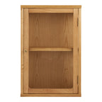 Vitrine murale Zamora chêne naturel porte verre trempé 40x60 cm vue de face