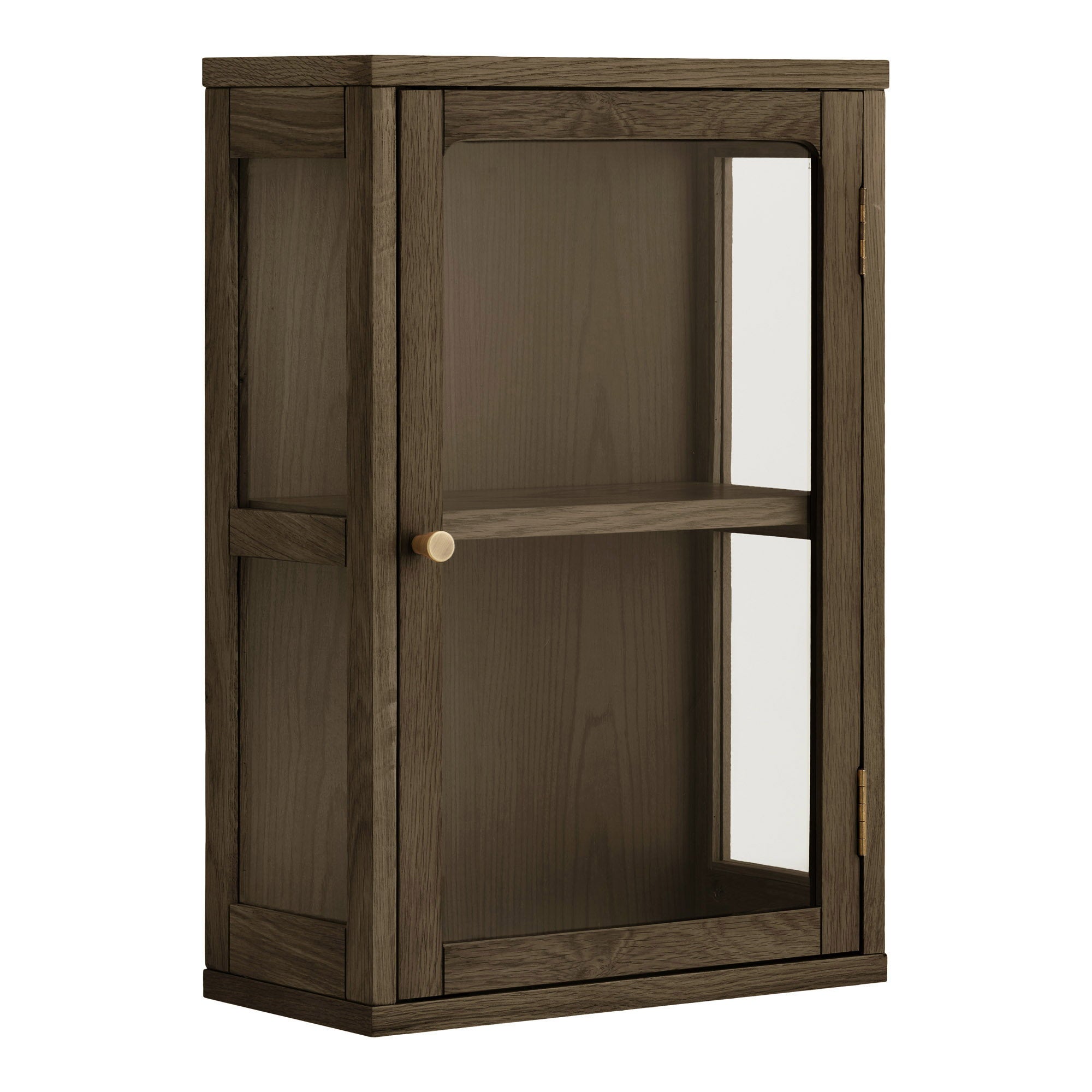 Vitrine Zamora bois foncé porte vitrée 60 cm vue de face