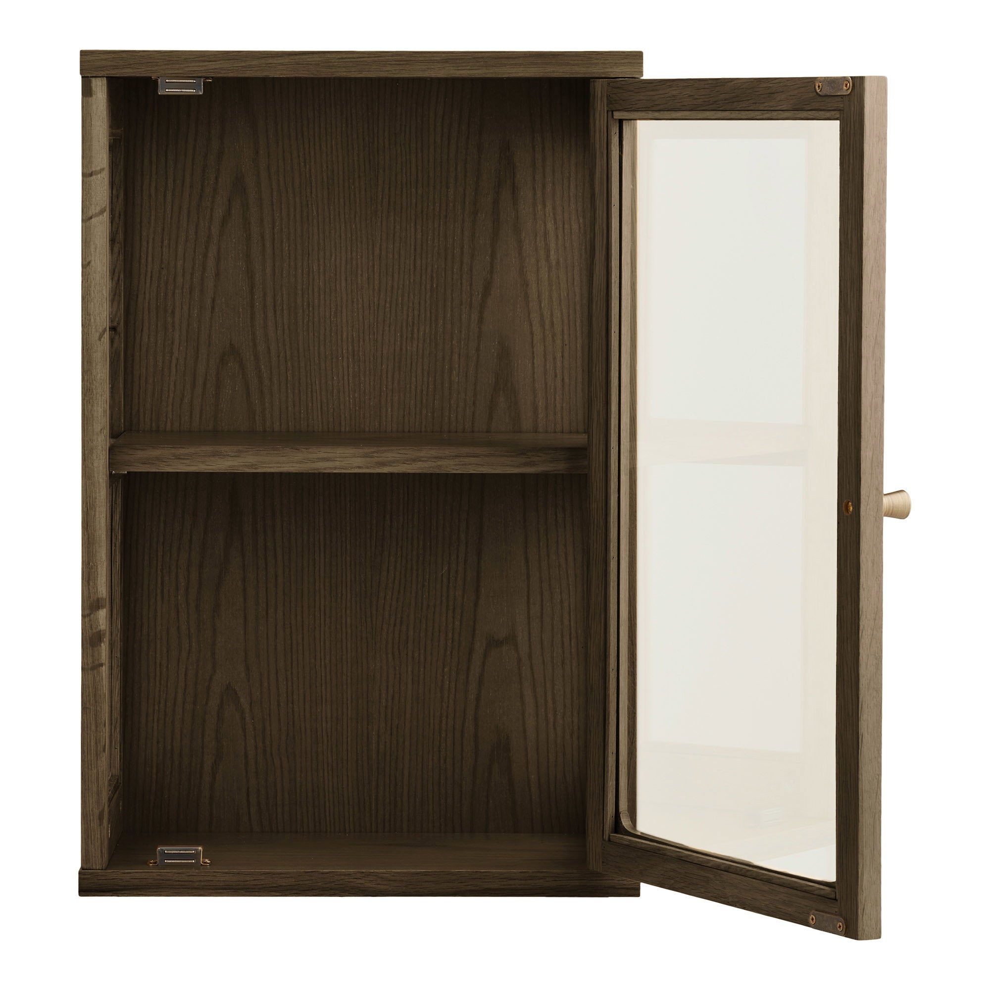 Vitrine Zamora bois foncé porte vitrée 60 cm vue de détail