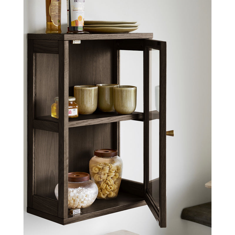 Dimensions Vitrine Zamora bois foncé porte vitrée 60 cm